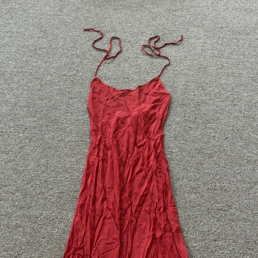 SKIMS Sheer Cover Ups Long Slip Dress Auburn Red CU-DRS-9626W XXS NWT
